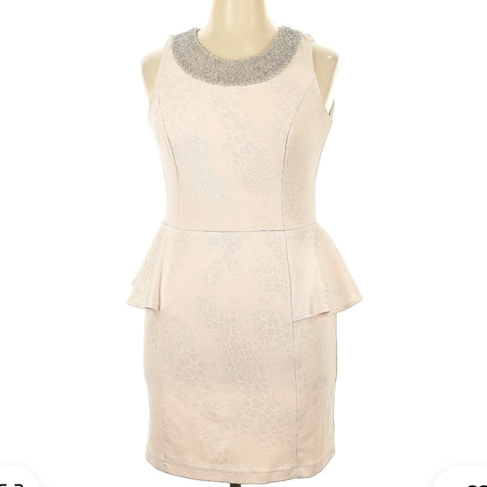 Jackie Jon Pink Peplum Cocktail Dress